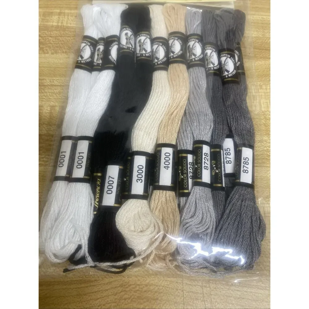 Pair (2) Presencia Pearl Cotton Thread Neutral Sampler Pack Basic 18x2 Skeins
